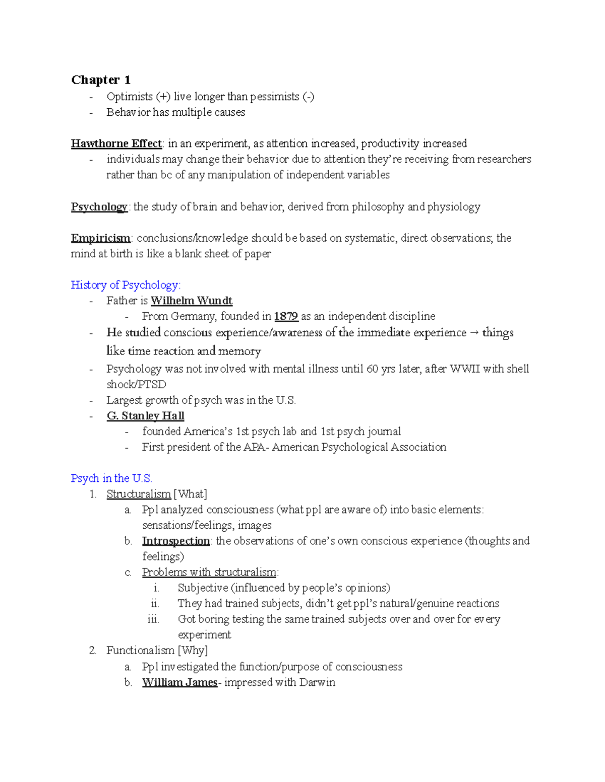 Psych Exam 1 Notes - Everything you need to know for Exam 1 - Chapter 1 ...