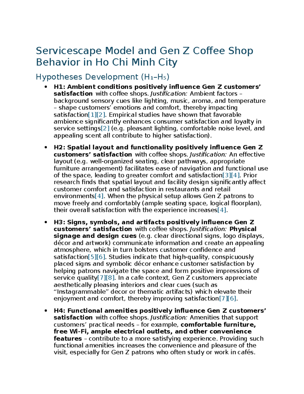 Servicescape Model & Gen Z Coffee Shop Behavior: Hypotheses Development ...