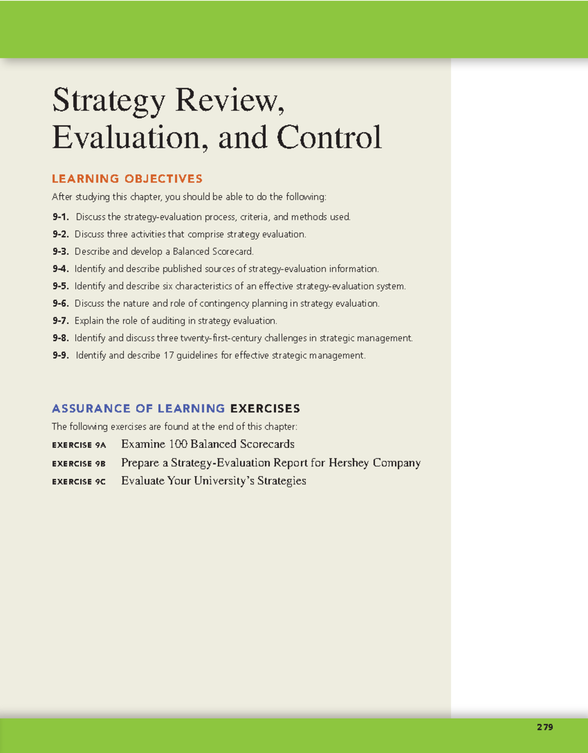 Chapter 9 - Strategy Review Evaluation and Control - 279 assurance of ...