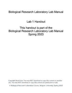 [Solved] The lab protocol Part I Exercise 3 on pages 128 describes the ...