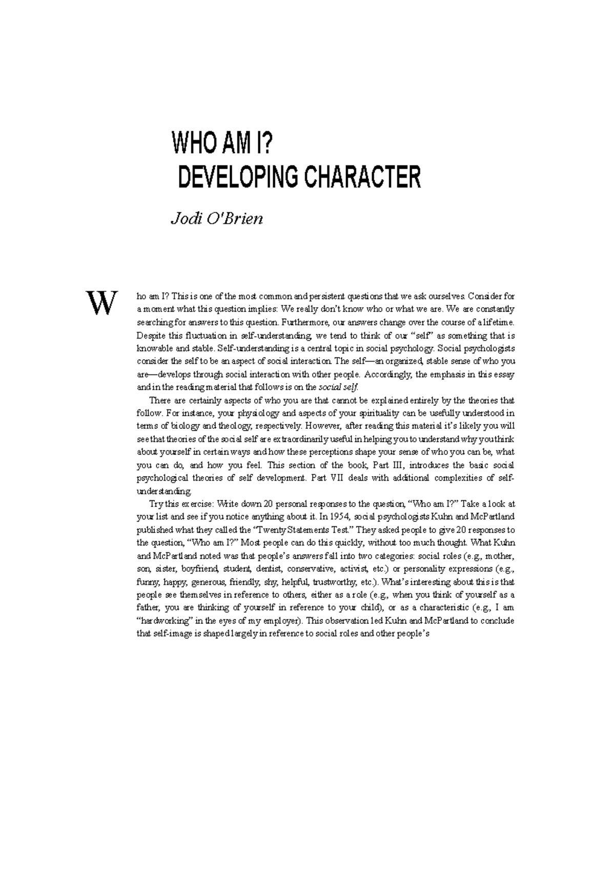 PSY 101: Who Am I? Understanding the Self as a Social Process - Studocu