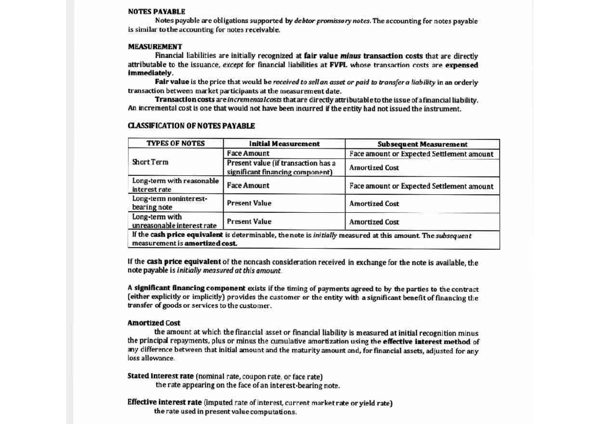 Notes Payable: Accounting Principles and Measurement (FIN 101) - Studocu