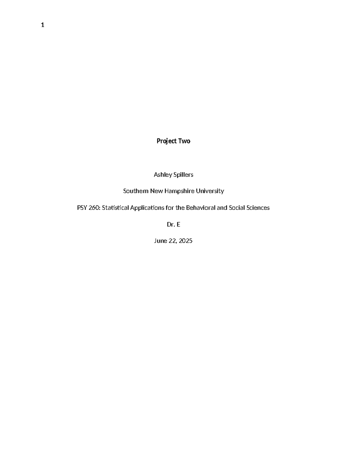 PSY 260: Project Two Coursework Overview - Studocu