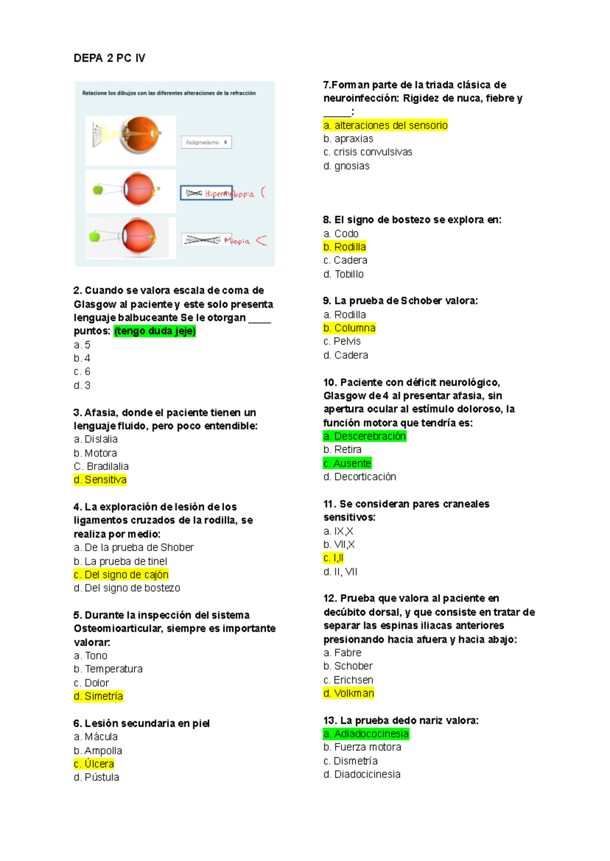 Depa 2 PCIV - GUIA DE PC 4 - DEPA 2 PC IV Cuando se valora escala de ...