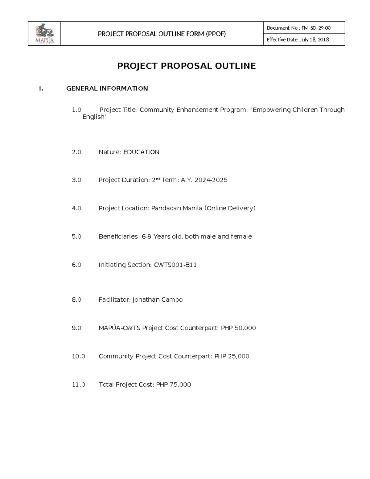 CWTS001: Project Proposal Outline for Pocket Garden Challenge - Studocu