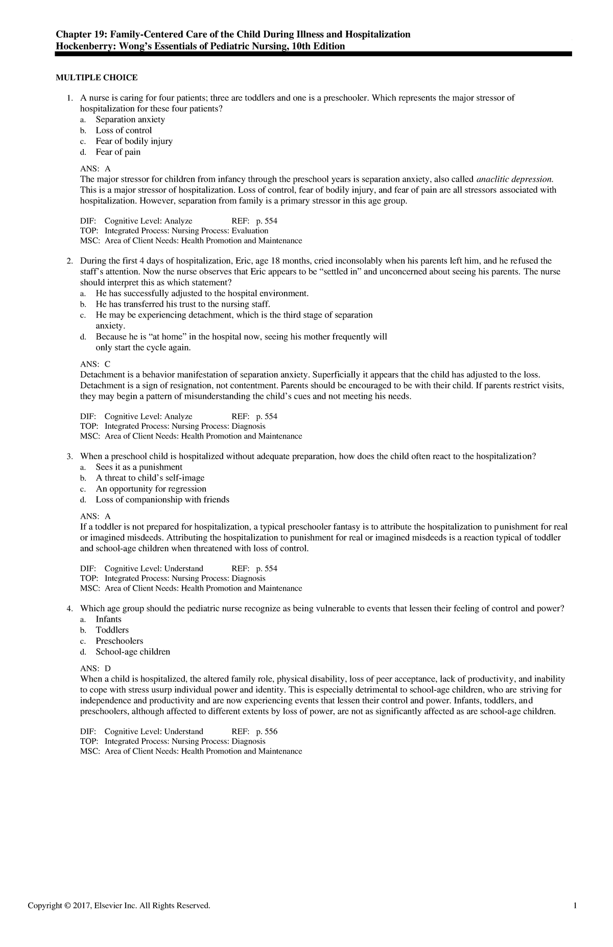 Exam View - Chapter 19 - notes to pass - Chapter 19: Family