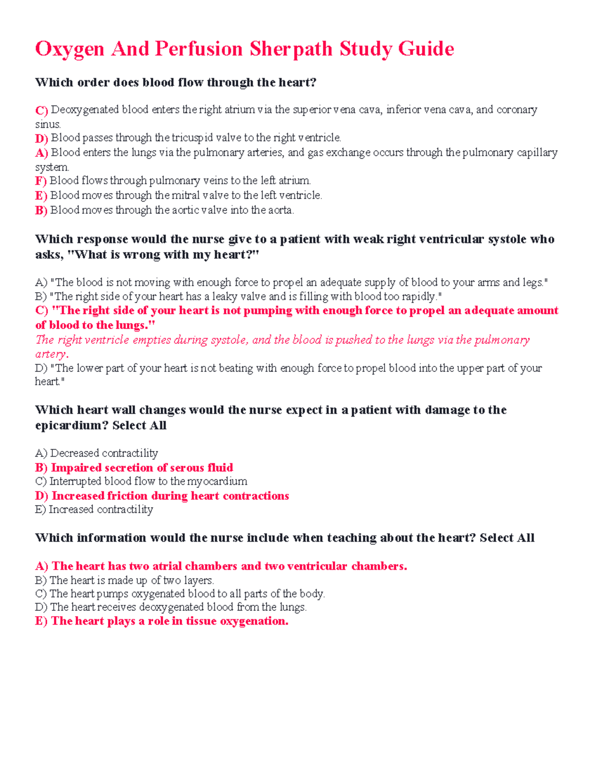 Oxygenation and Perfusion Study Guide (NUR 101) - Studocu