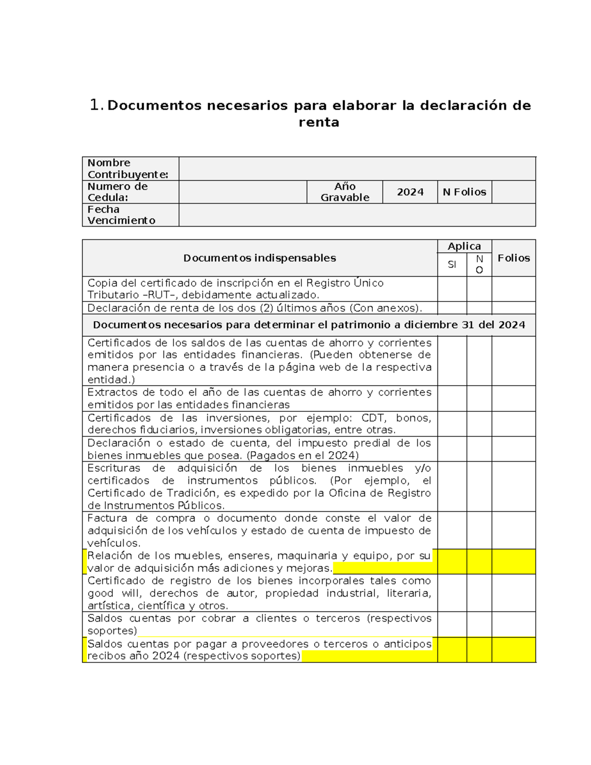 Documentos Necesarios para la Declaración de Renta 2024 - Studocu