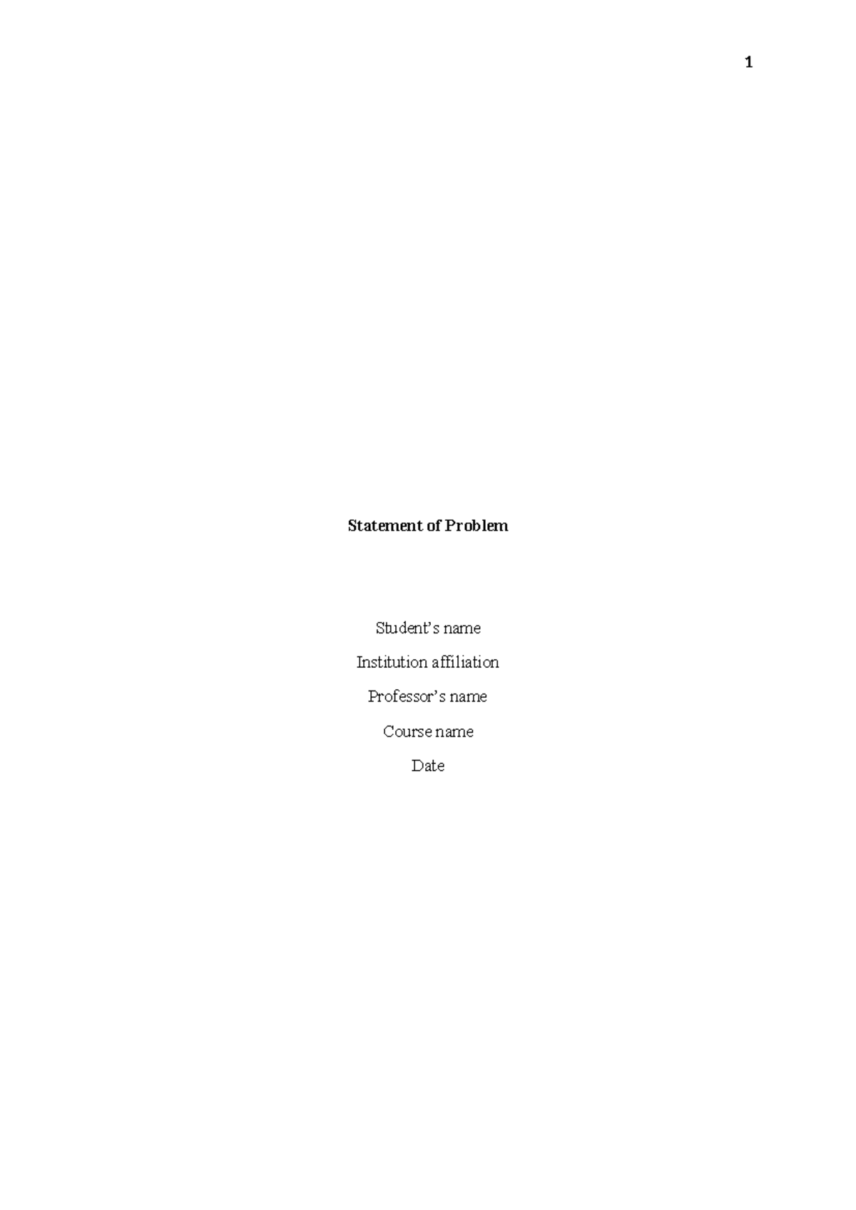 Statement of Problem 2 - contain my lecturers notes - Statement of ...