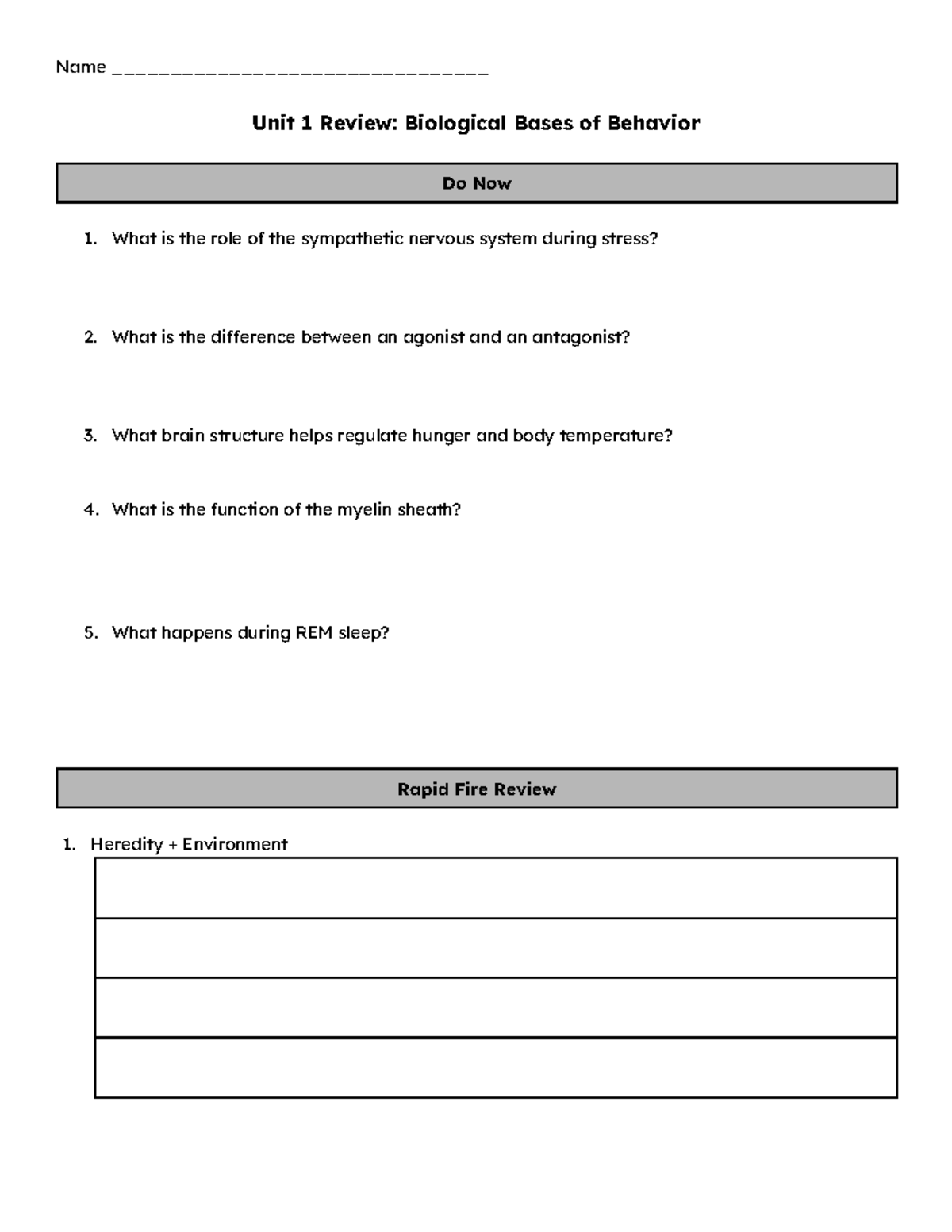 Unit 1 Review: Biological Bases of Behavior Study Guide - Studocu