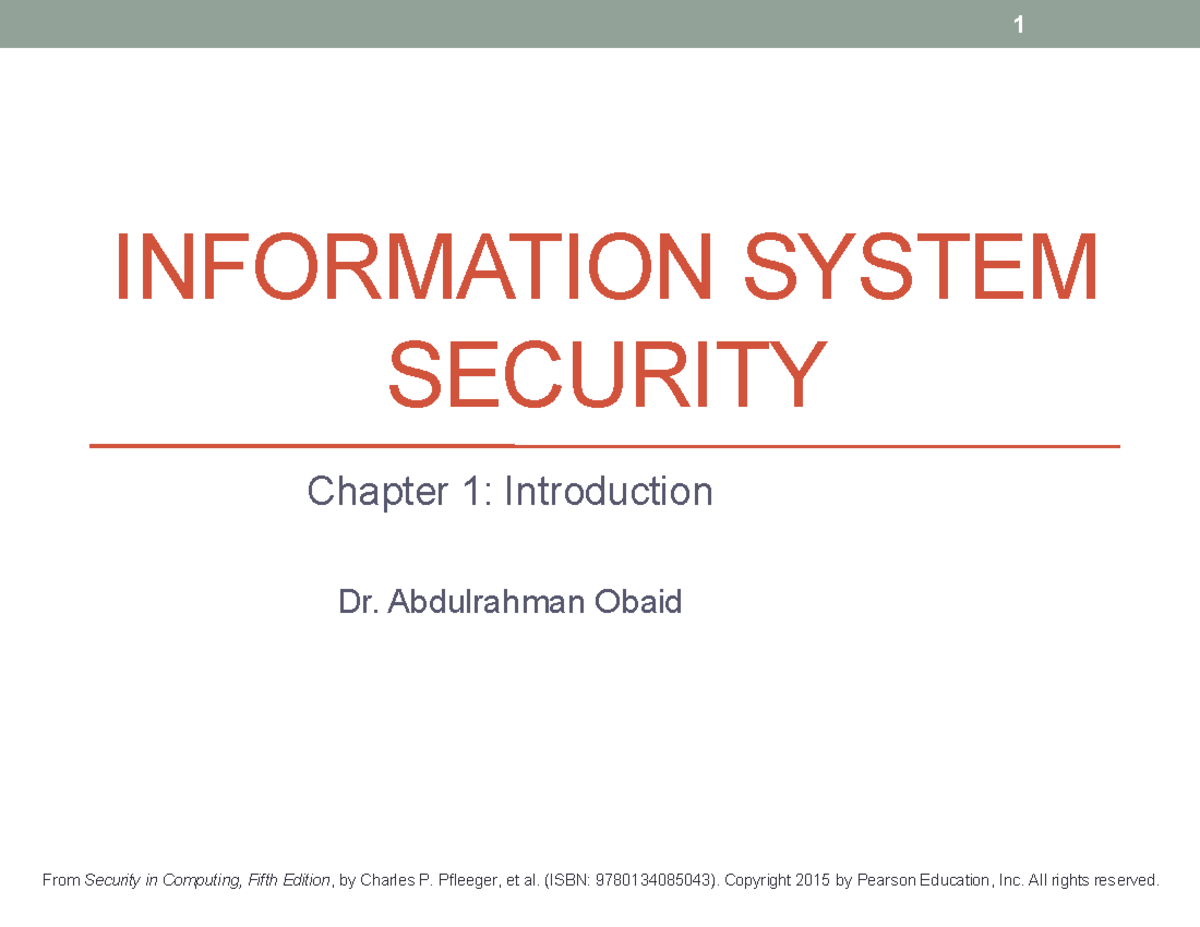 INFO SYS SEC 1: Intro to Security Concepts & Terminology - Studocu