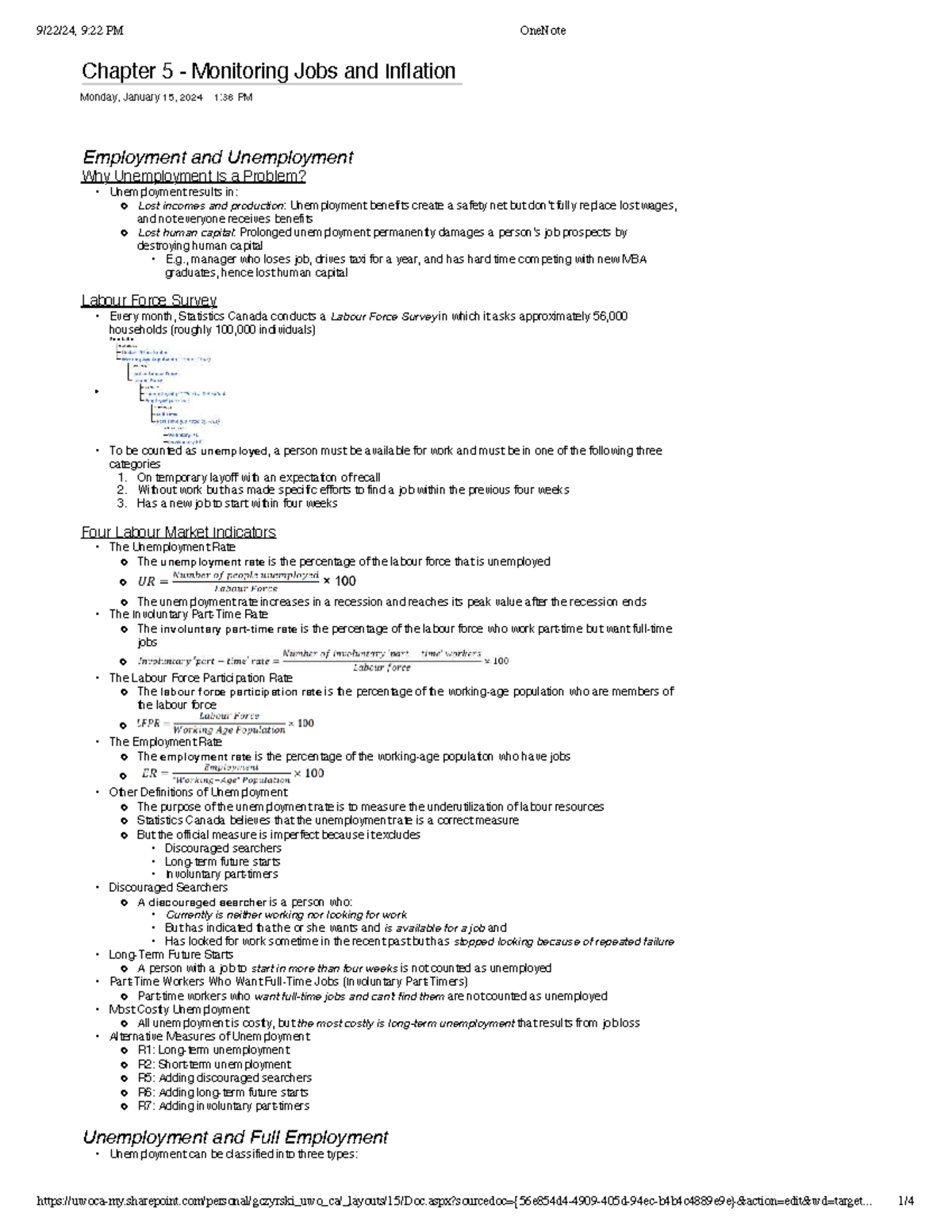 Macro 101: Chapter 5 Notes on Monitoring Jobs & Inflation - Studocu