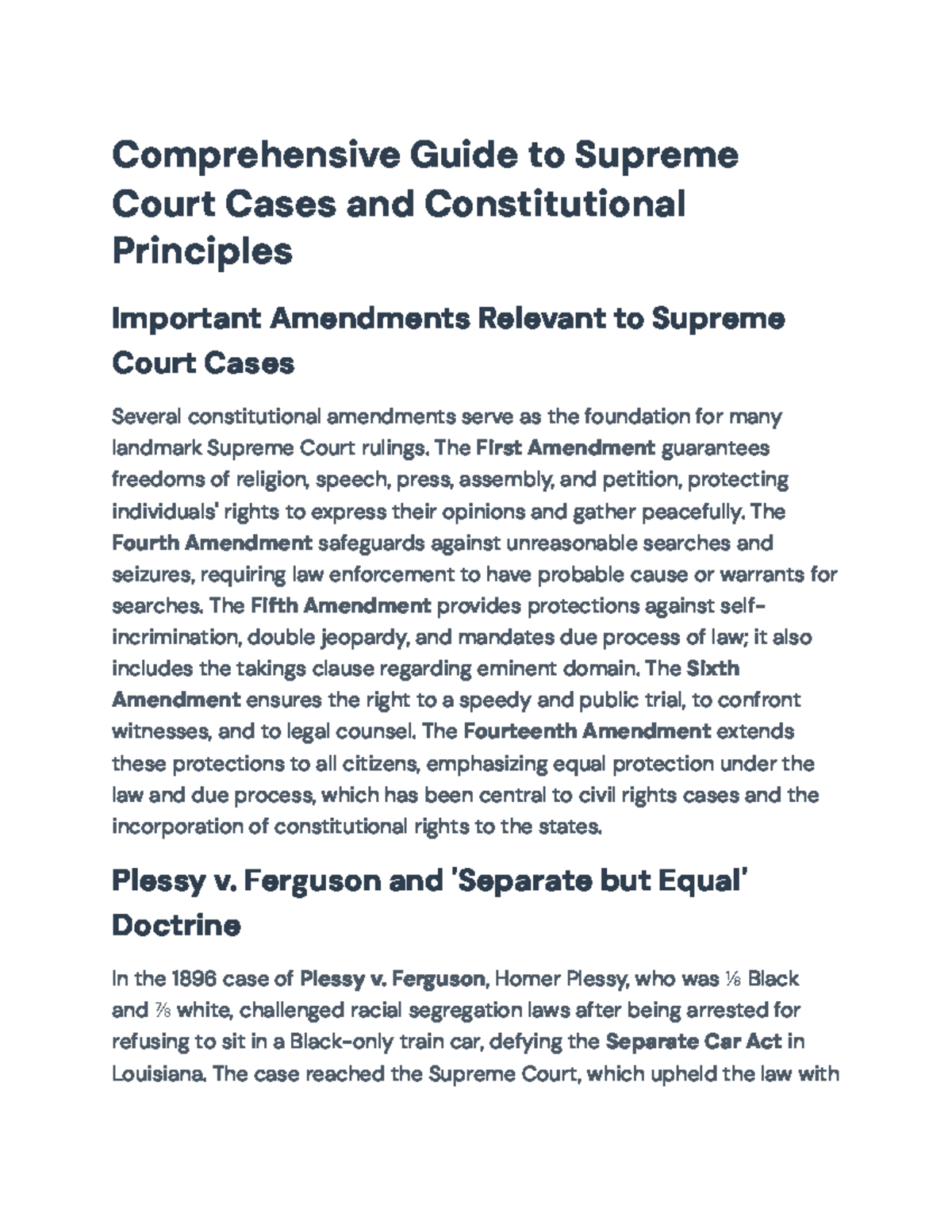 Comprehensive Overview of Landmark Supreme Court Cases & Amendments ...