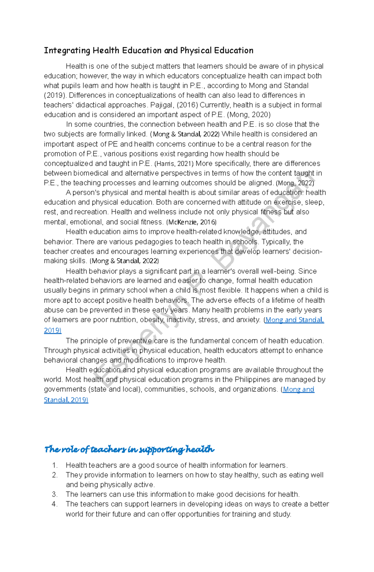 Integrating Health & Physical Education: Concepts and Classroom mgmt ...
