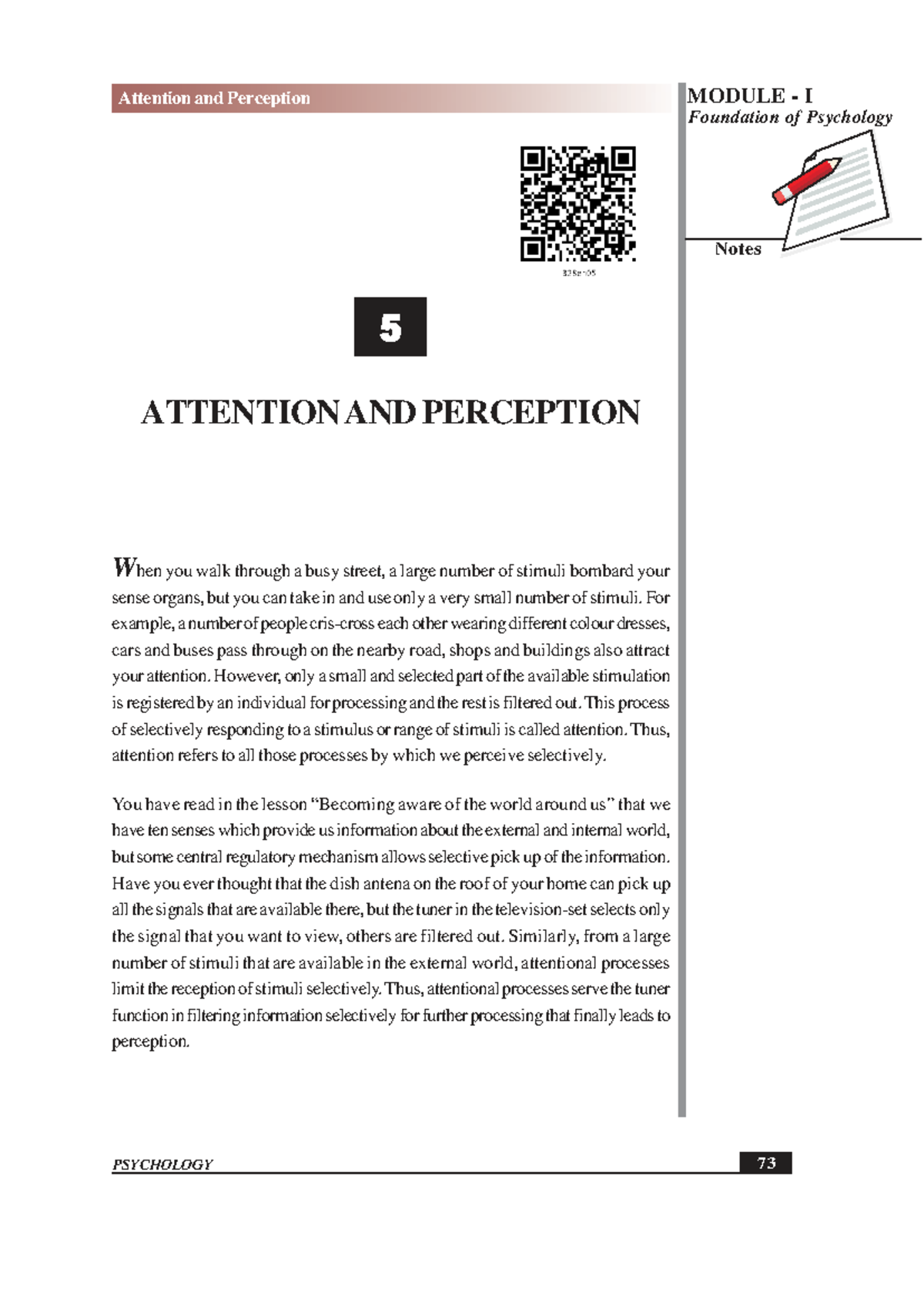 MODULE I: Attention and Perception - Foundations of Psychology Notes ...