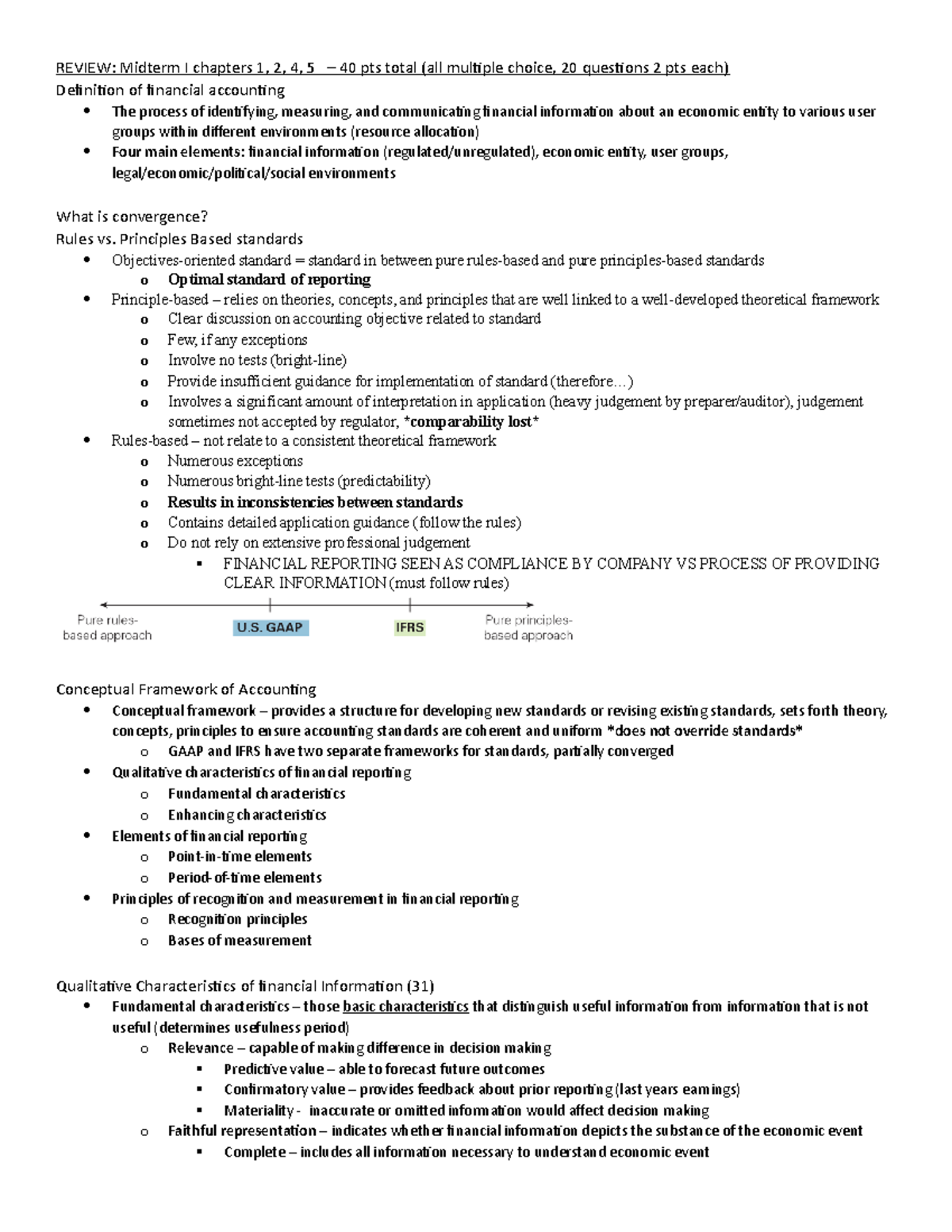 ACC321 - Final Exam Study Guide - REVIEW: Midterm I chapters 1, 2, 4, 5 ...