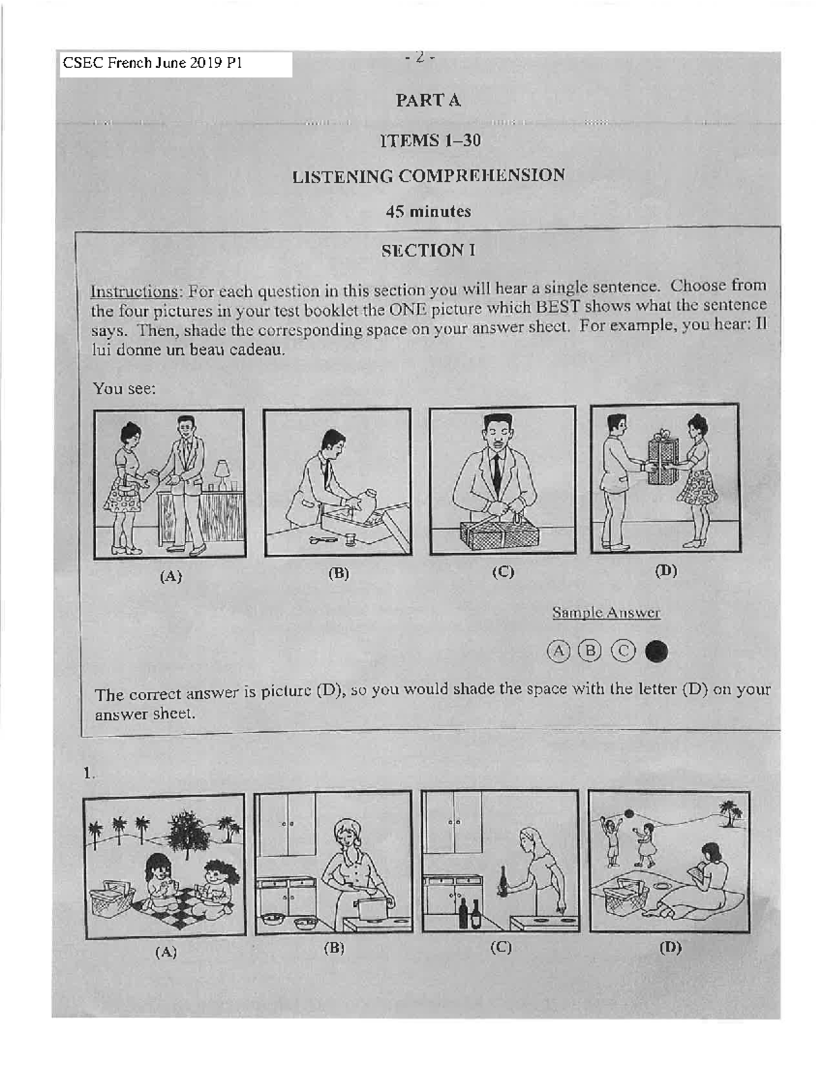 2019 CSEC French P1 Listening Comprehension Exam Guide - Studocu