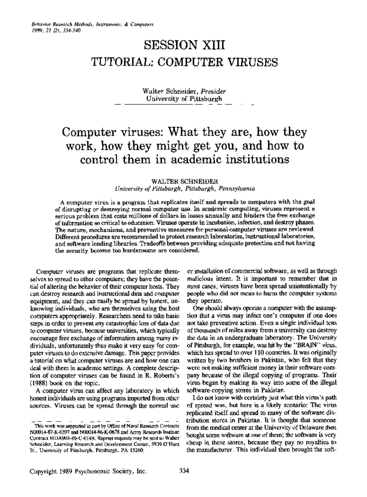 BF03205604 - Tutorial on Computer Viruses in Academic Settings - Studocu