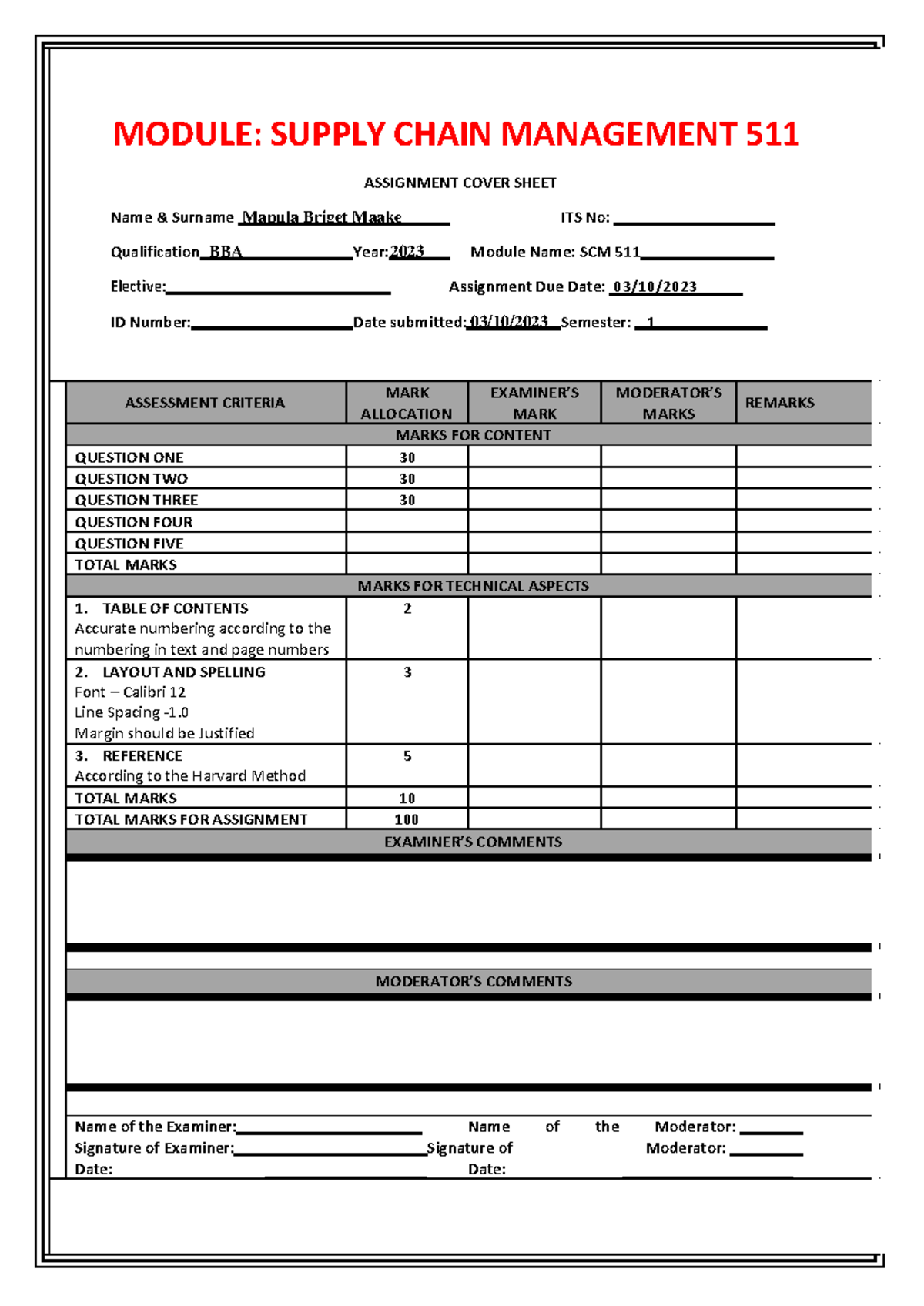 SCM 511 2023 Assignment: Exploring Buyer-Supplier Relationships and ...