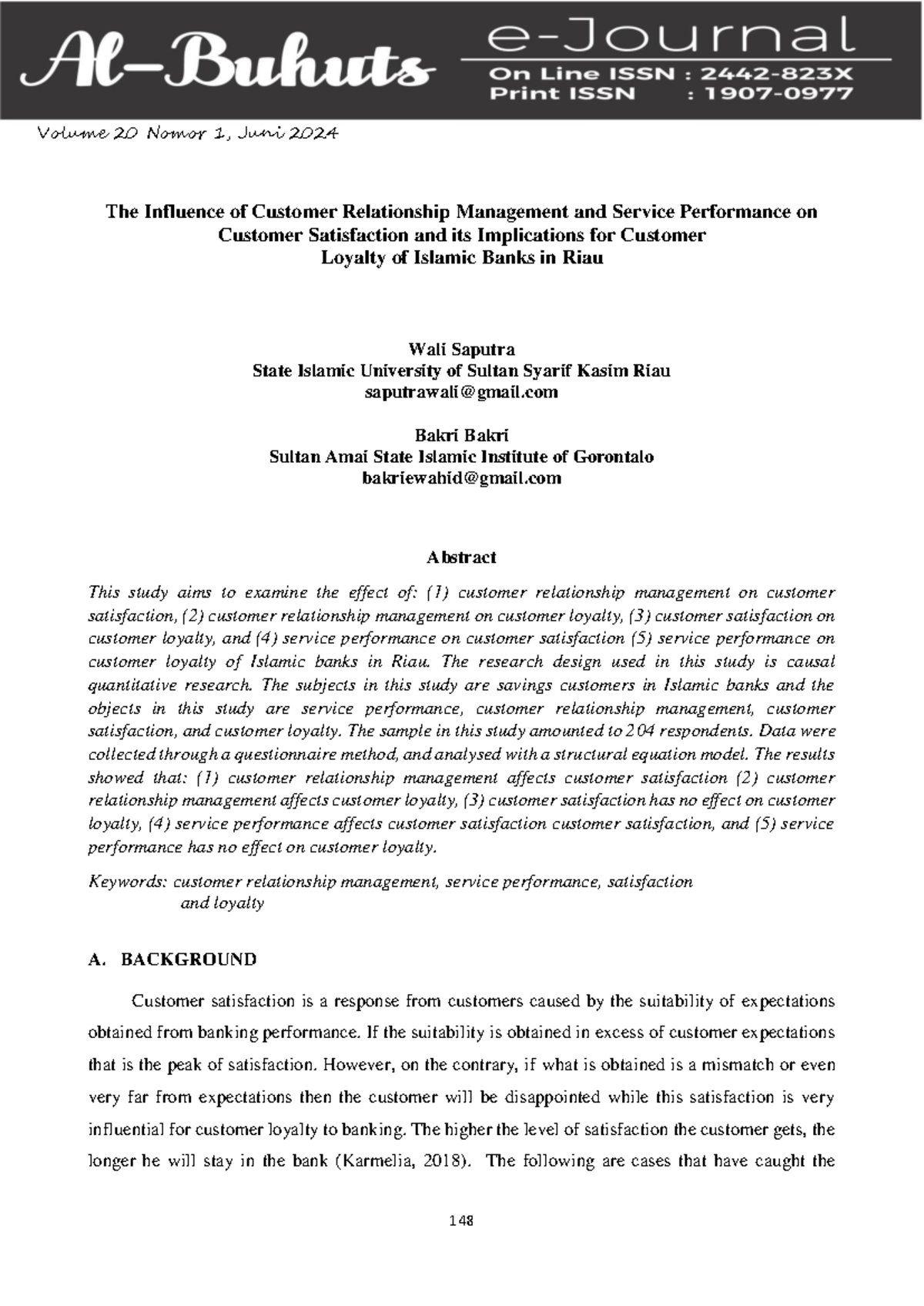 The Influence of CRM & Service Performance on Customer Satisfaction in ...