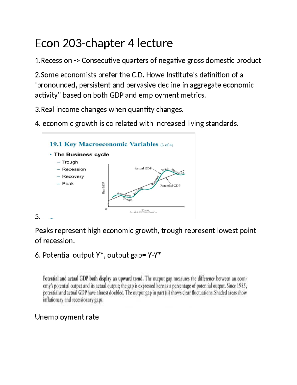 ECON 203 - CHA 4 - Chapter 4: Understanding Economic Growth & Recession ...