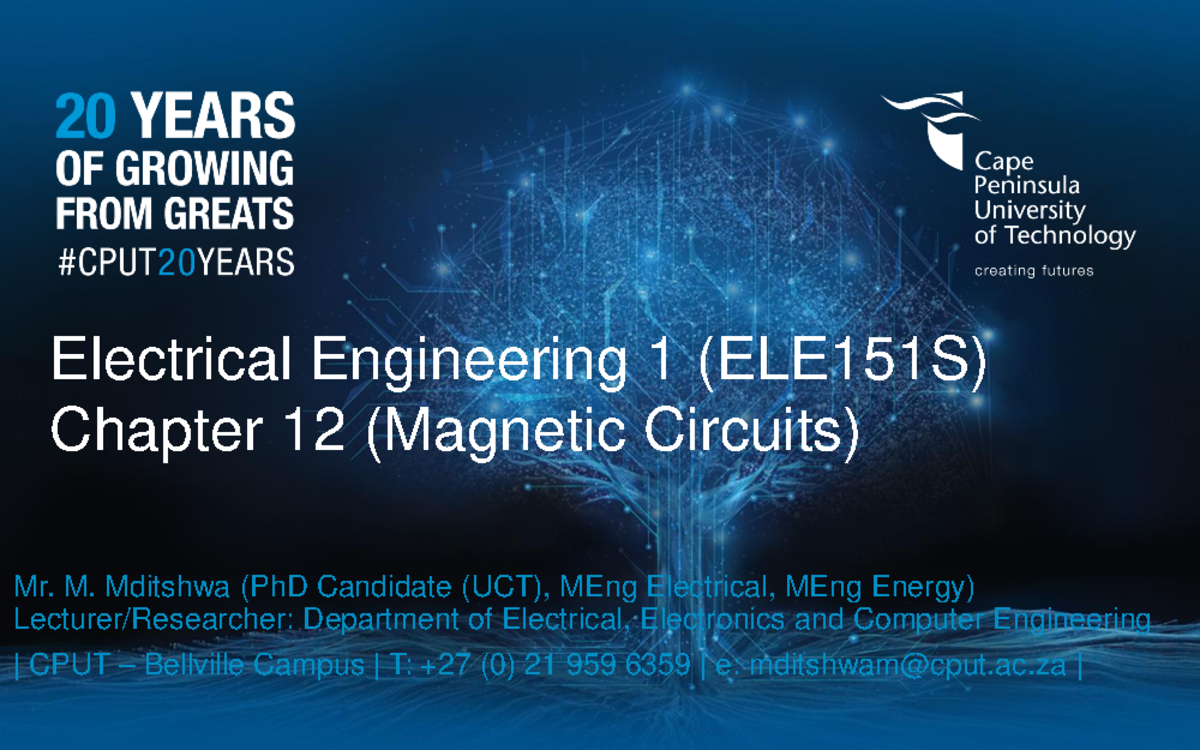 Electrical Engineering 1 (ELE151S) Chapter 12 Summary: Magnetic ...