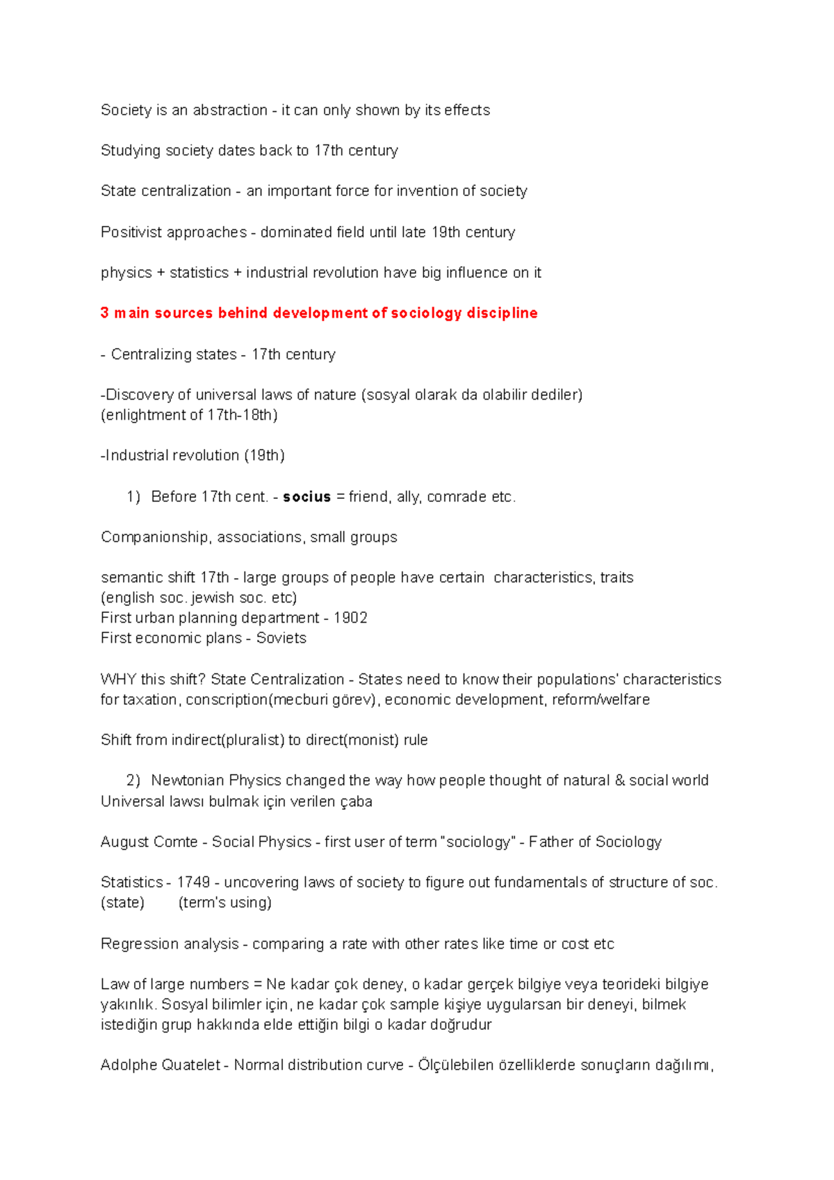 Soc101 - Lecture Notes on the Development of Sociology - Studocu