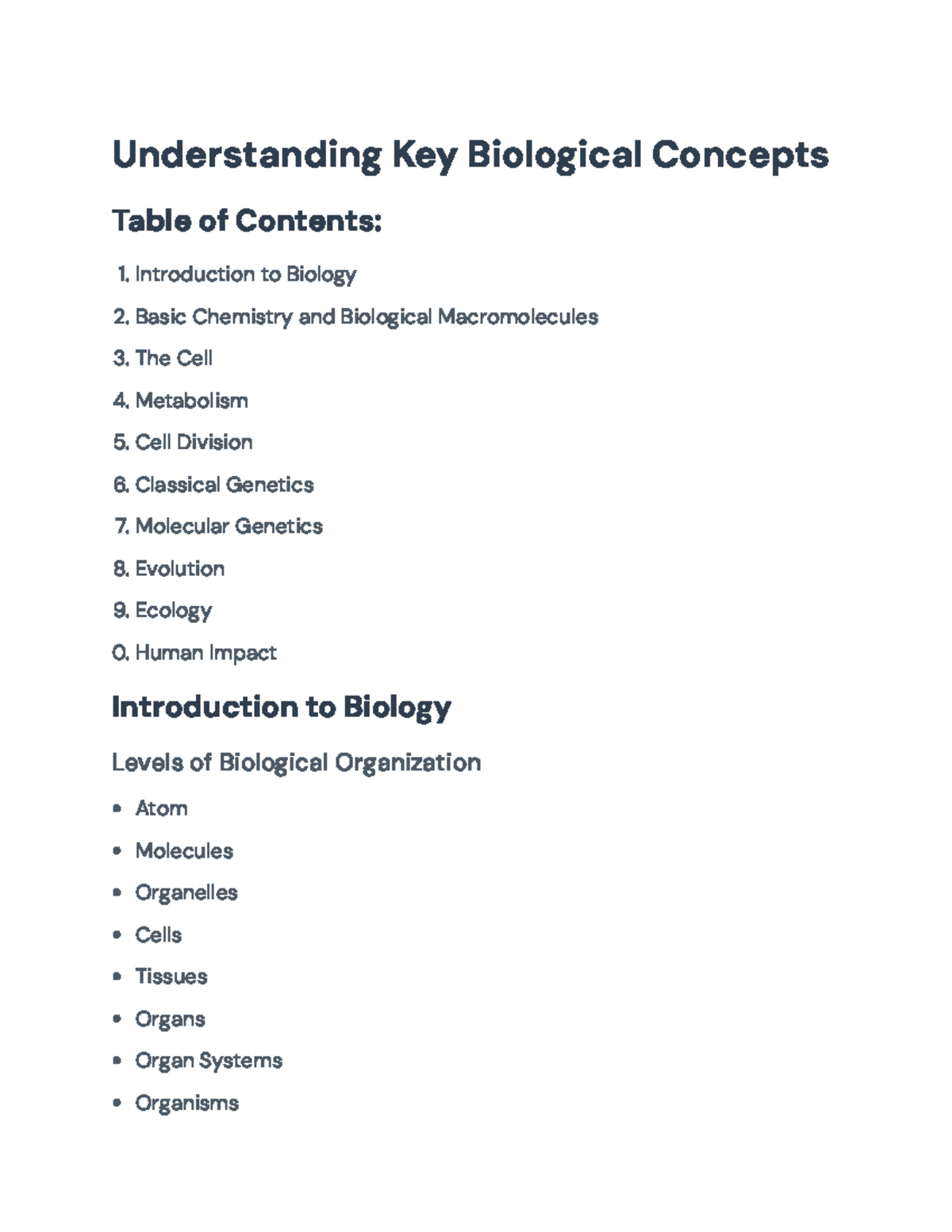 Comprehensive Biology Study Guide: Key Concepts and Principles ...