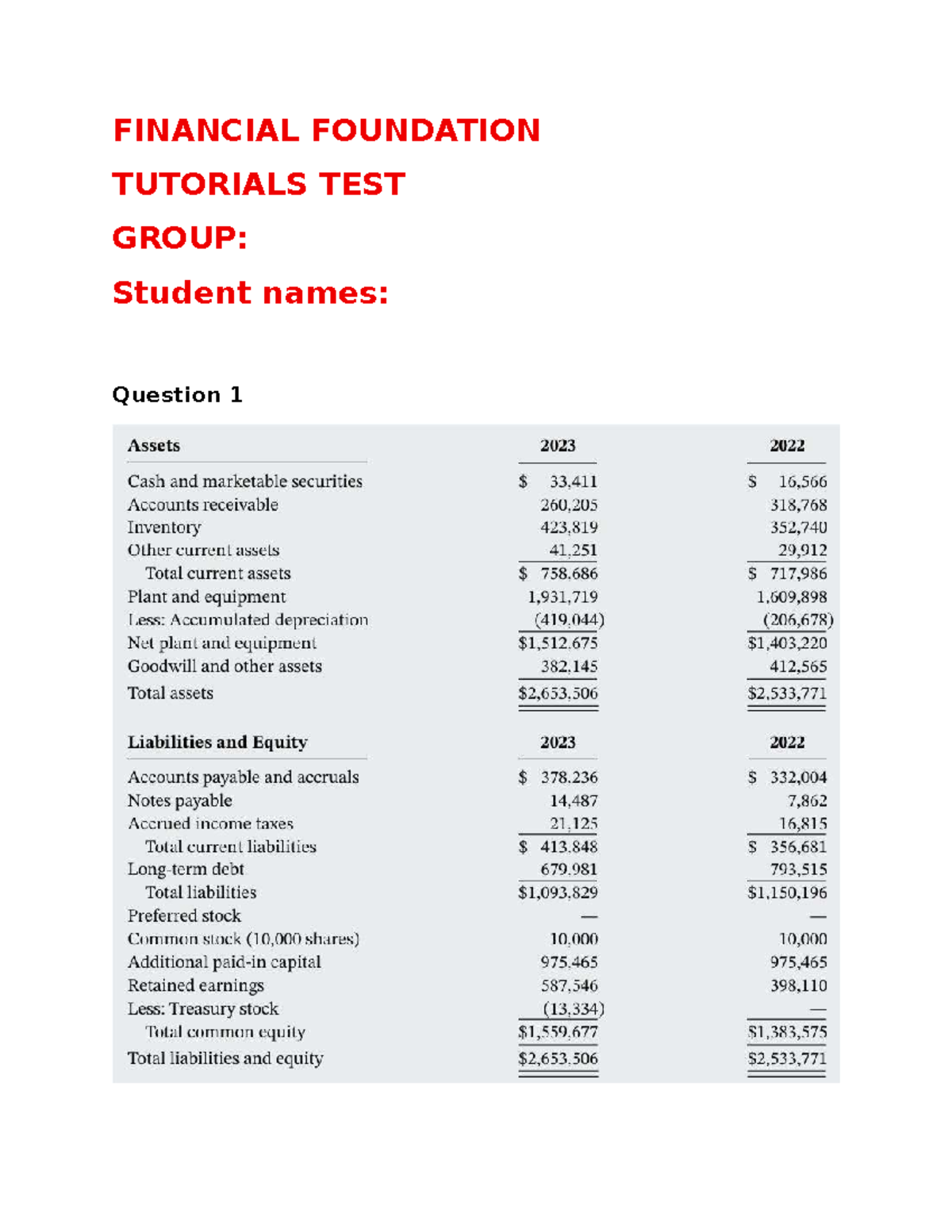 FIN 101: Financial Foundation Tutorials Test Review - Studocu