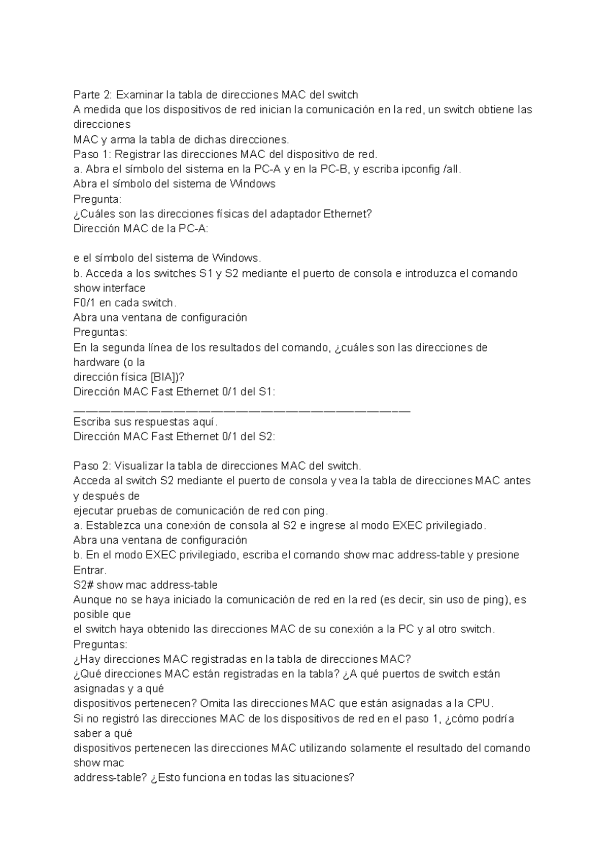 Parte 2: Análisis de la Tabla de Direcciones MAC del Switch - APUNTES ...