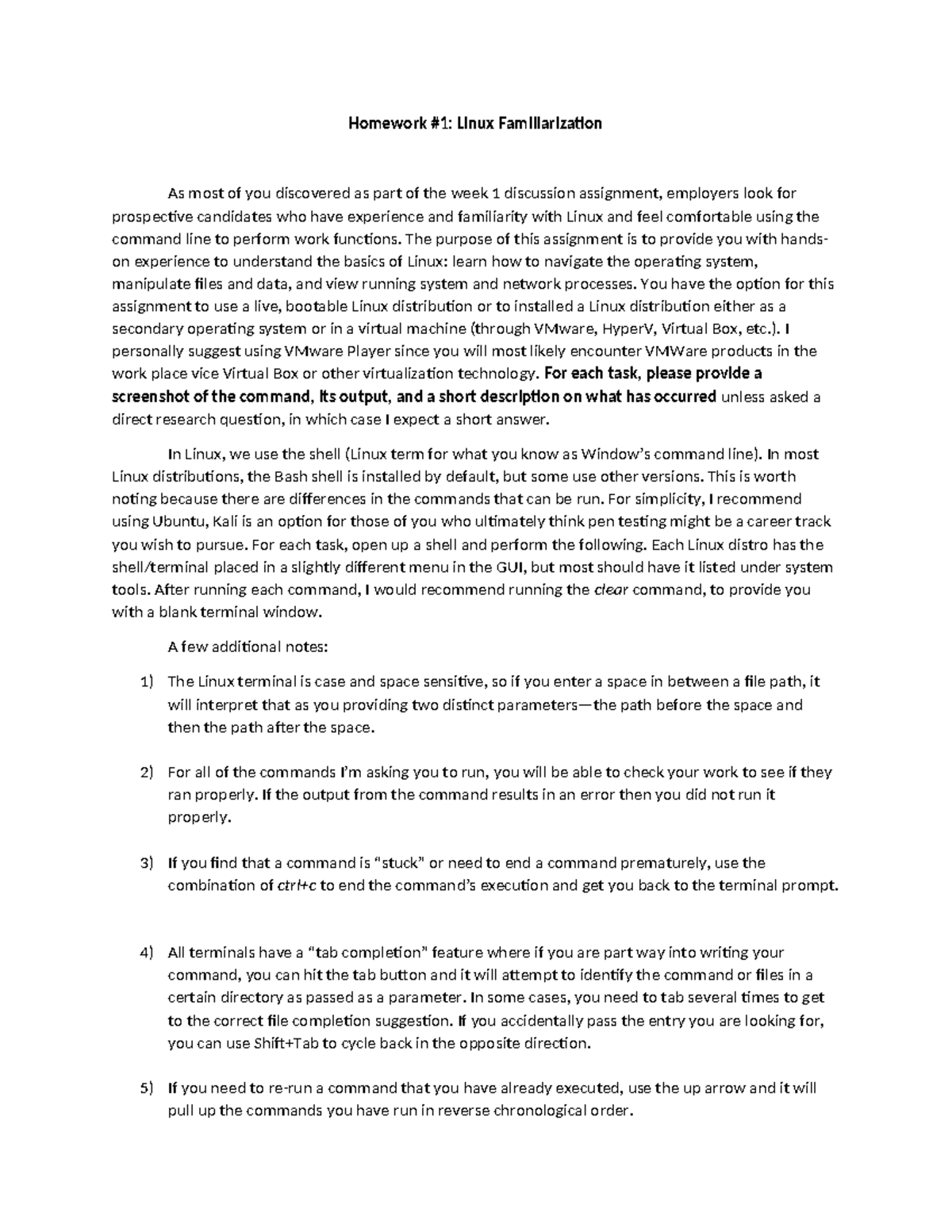 IT462 Homework: Linux Command Line Familiarization Assignment - Studocu