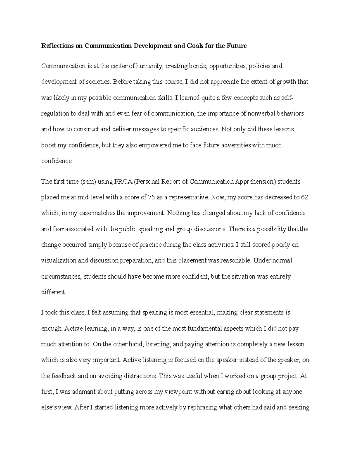 Reflections on Communication Development and Goals for the Future ...