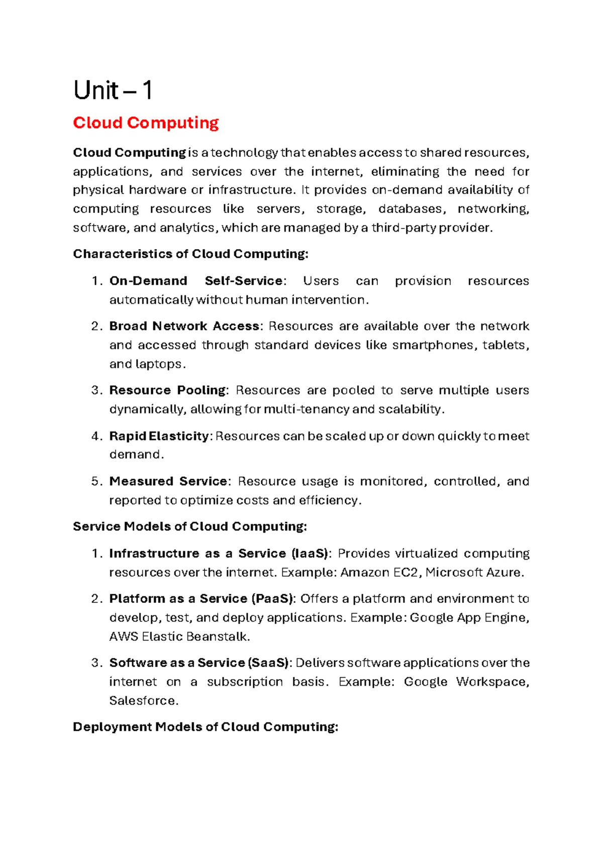 Unit - 4 CC - Nothing - Unit – 4 Infrastructure as a Service (IaaS ...