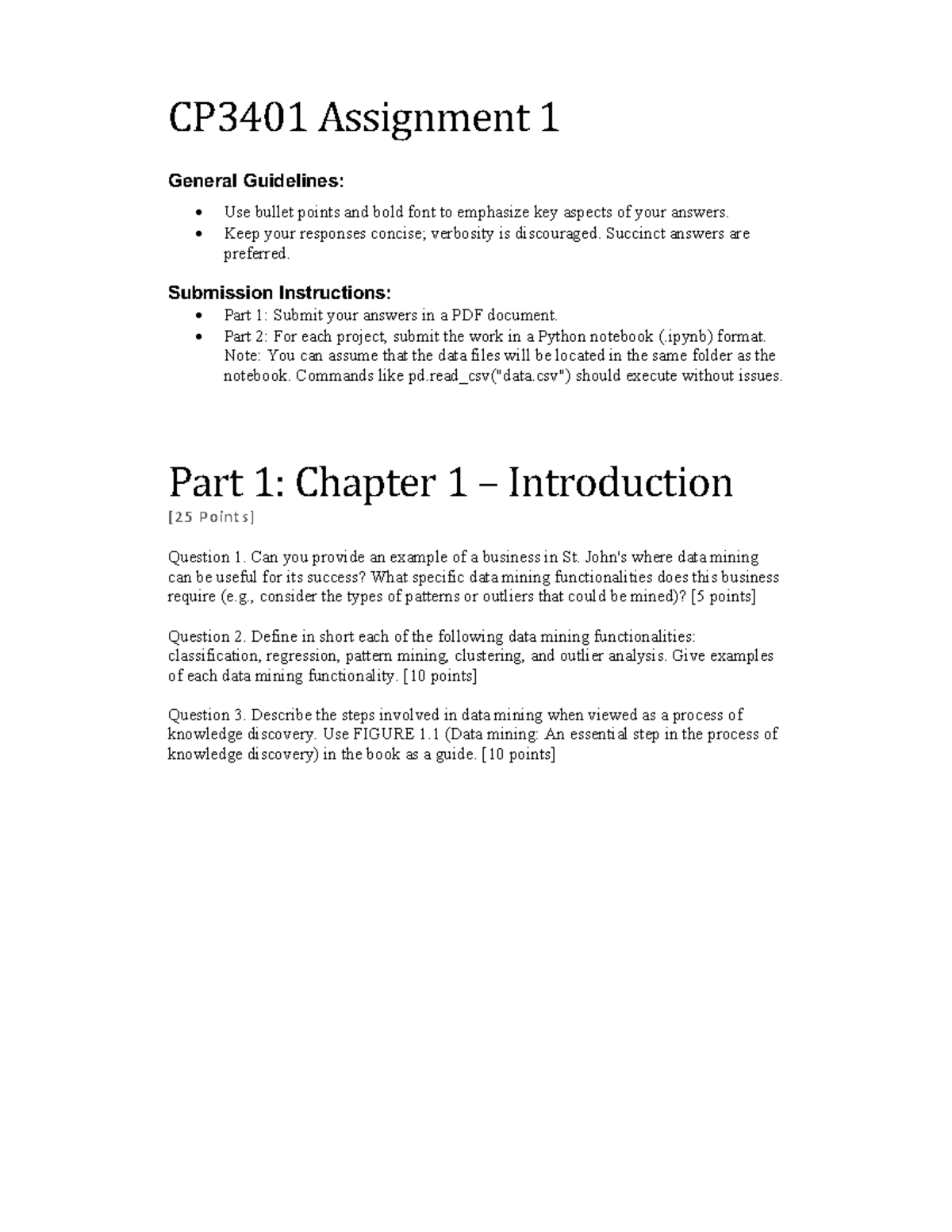 CP3401 Assignment 1 - Data Mining & Pandas Analysis Guide - Studocu