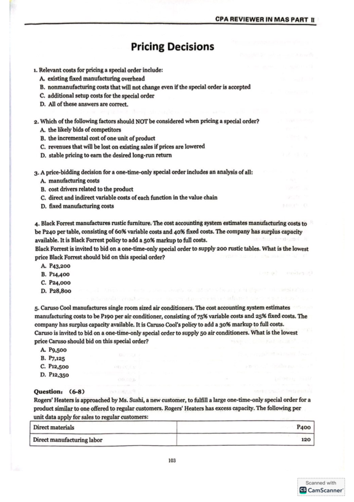 CPA REVIEWER IN MAS PART II: Key Insights on Pricing Decisions - Document Preview