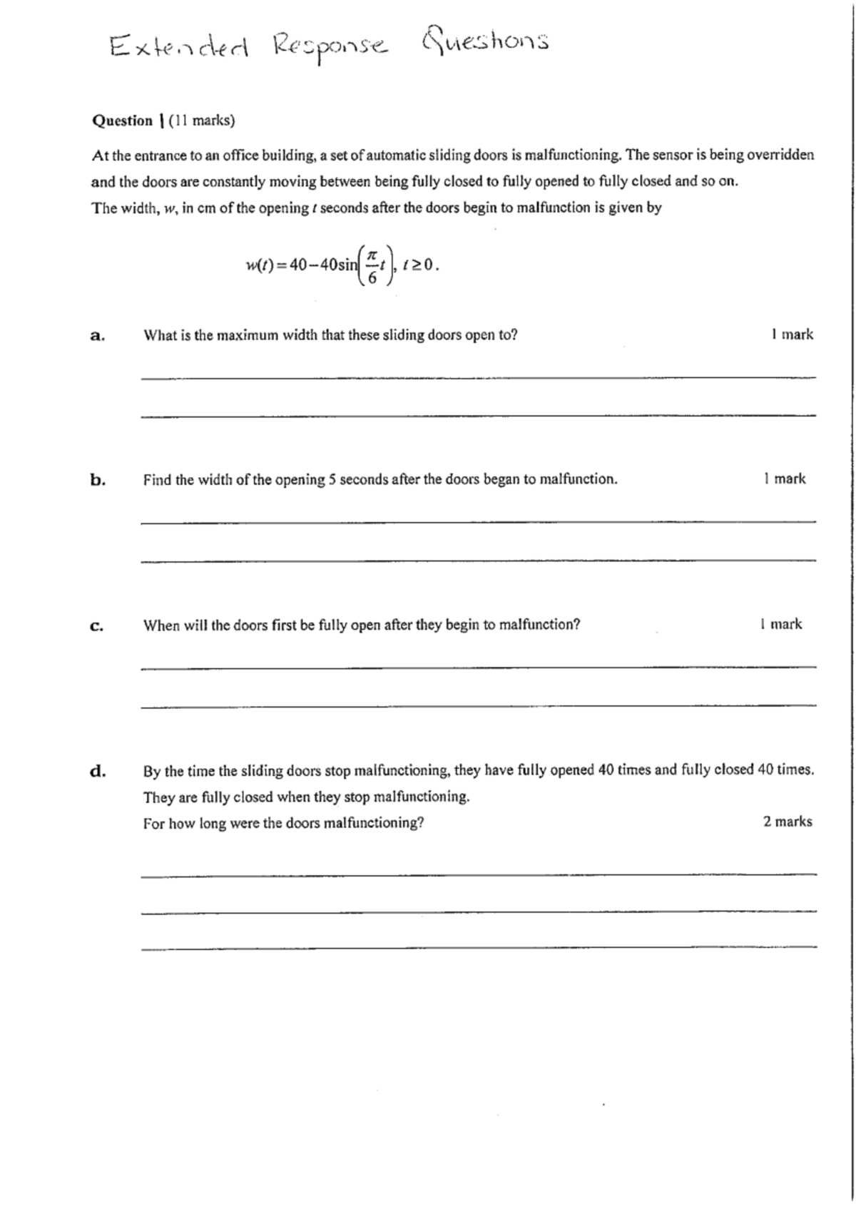 2015 MATHMETH UNIT 2 EXAM Extended Response Questions and Solutions ...