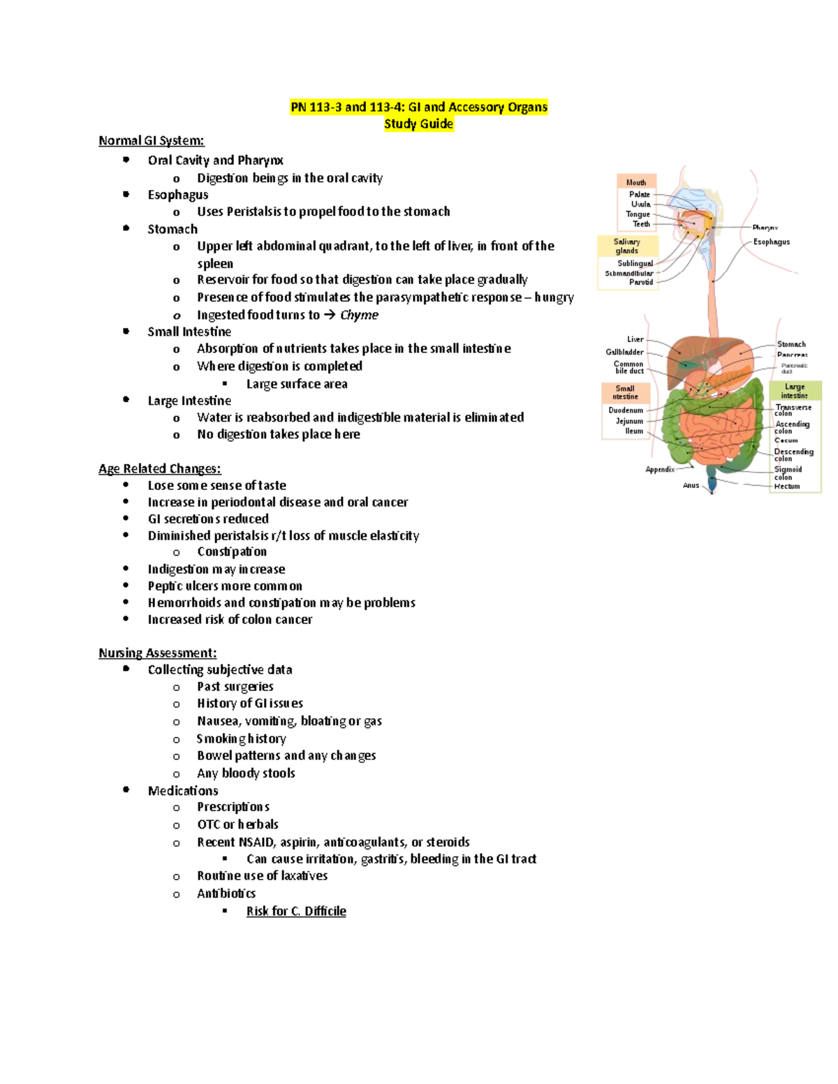 PN 113-3 and 113-4: GI System Study Guide and Key Concepts - Studocu
