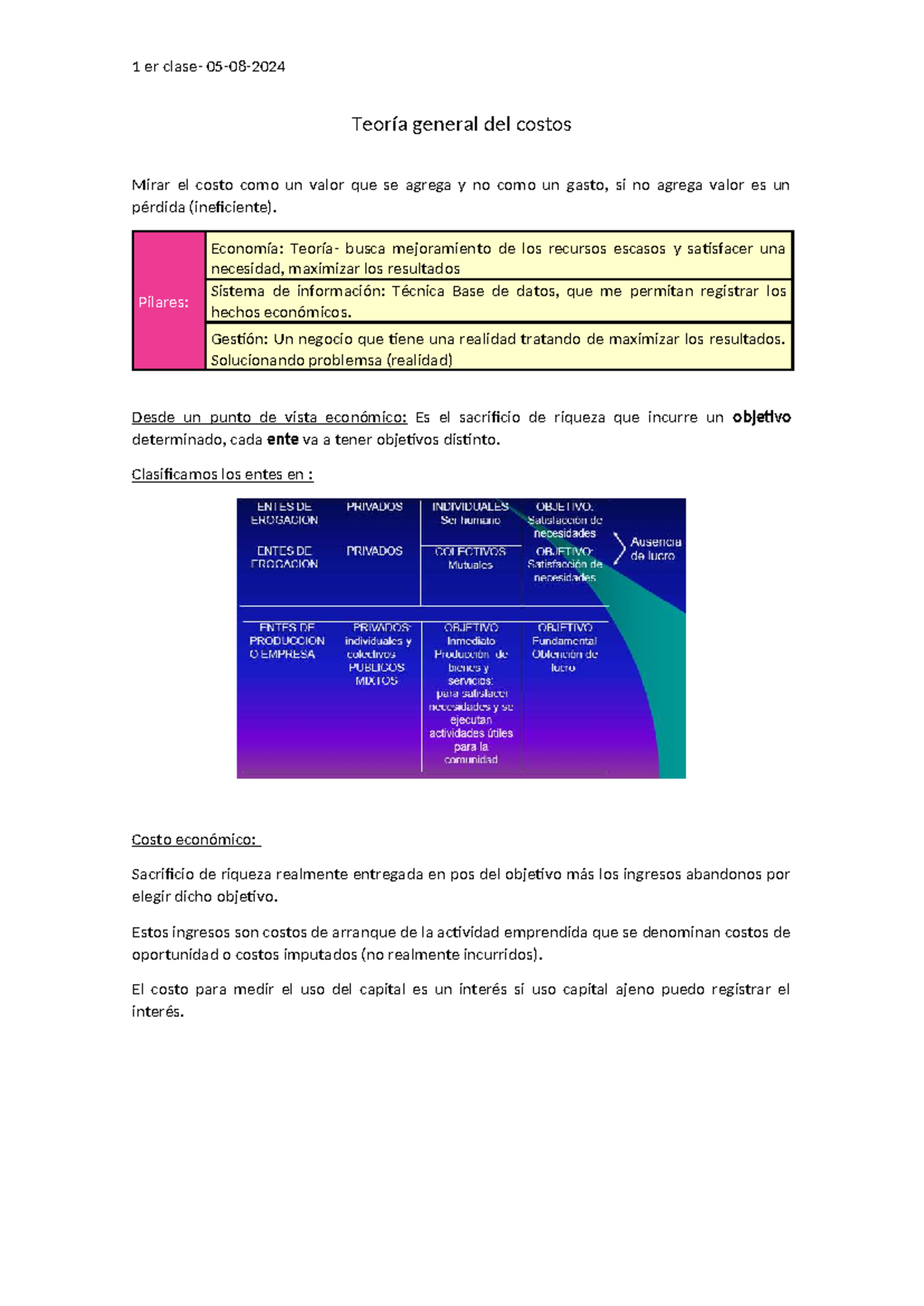 1 er Clase - 05 - Teoría General del Costo y Contabilidad de Costos ...