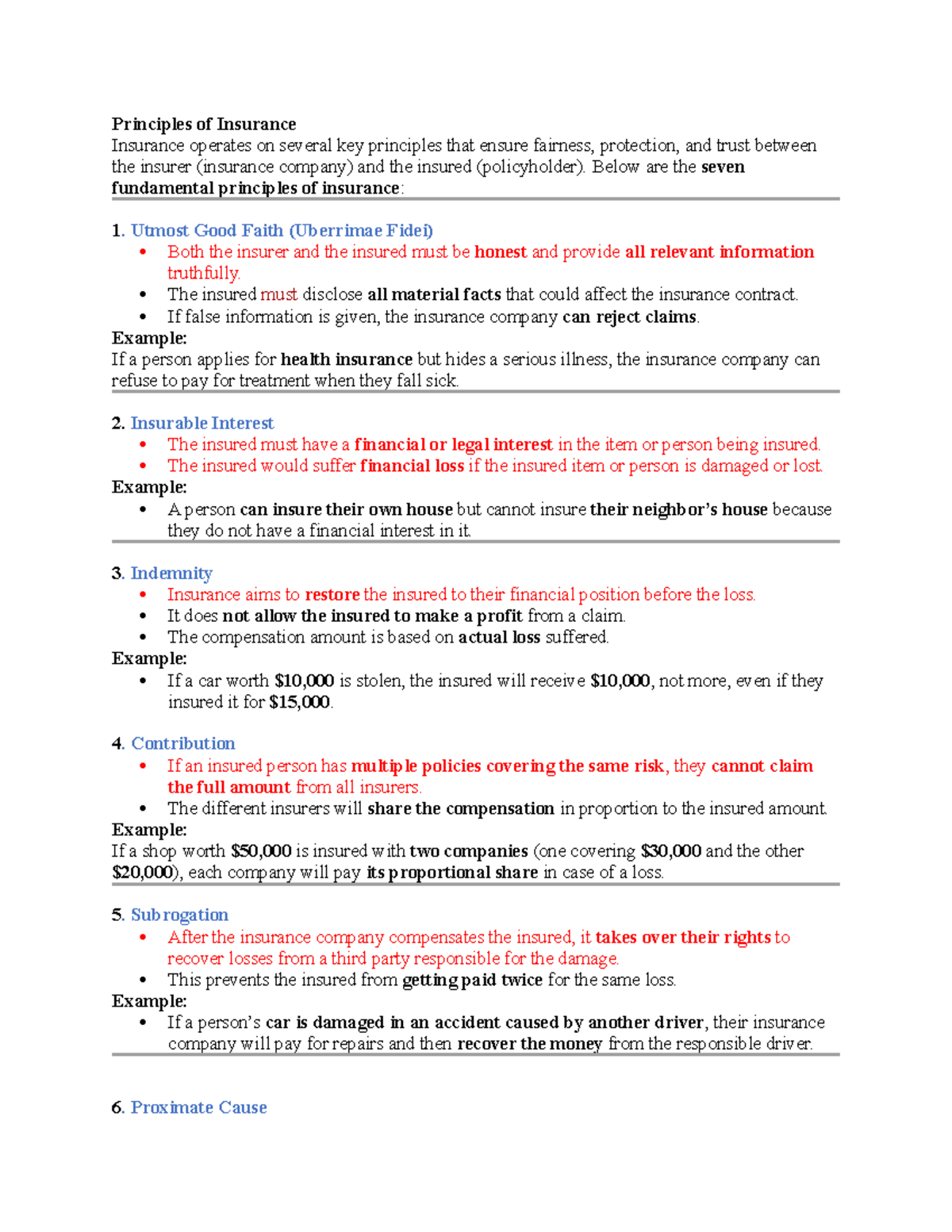 Principles of Insurance: Key Concepts and Fundamentals - Studocu