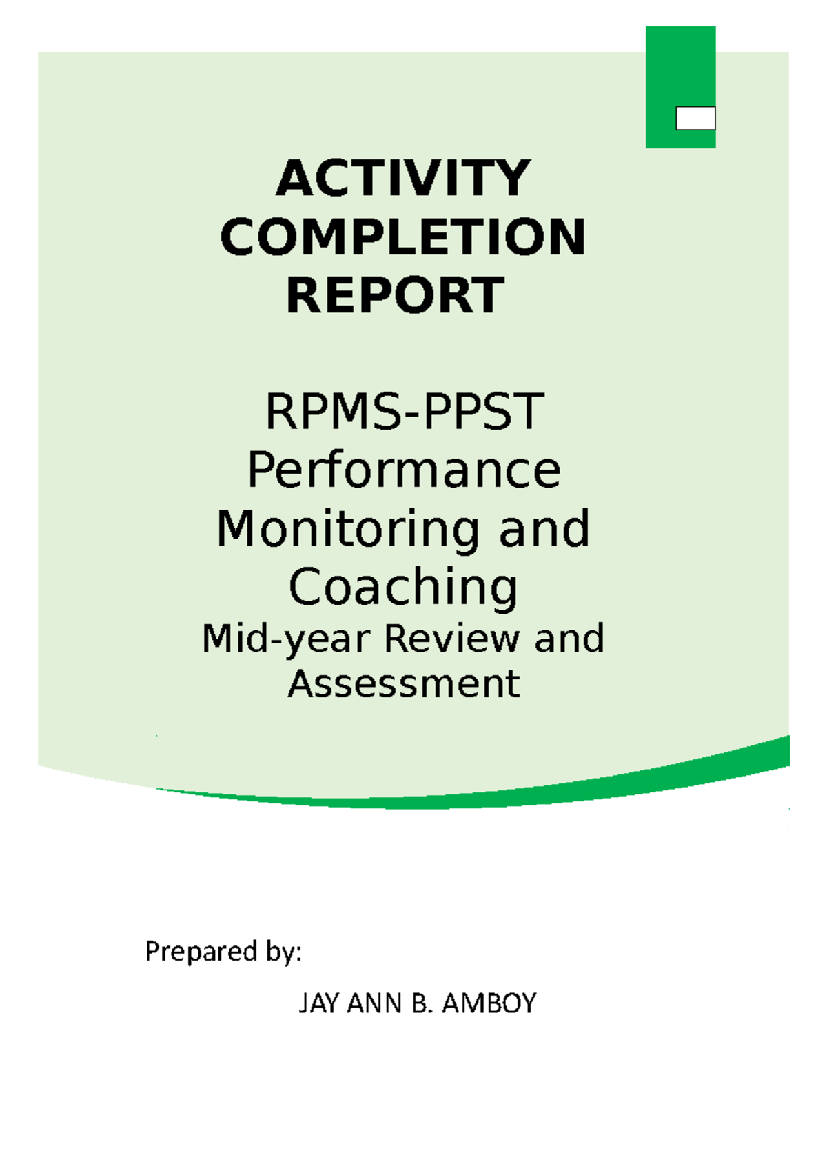 ACR LAC session Grade 11 assignment 1 - ACTIVITY COMPLETION REPORT RPMS ...