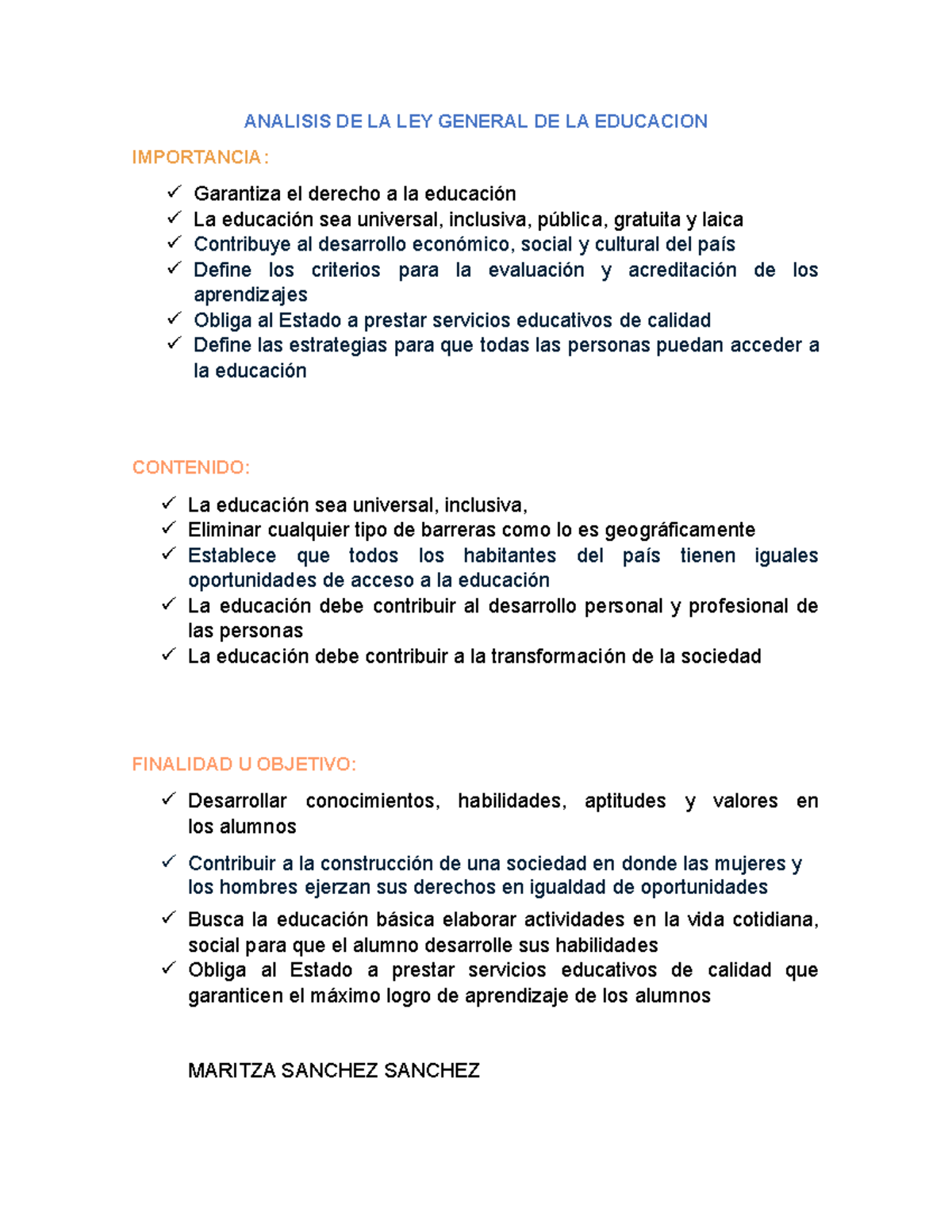 ANÁLISIS DE LA LEY GENERAL DE LA EDUCACIÓN - IMPORTANCIA Y OBJETIVOS ...