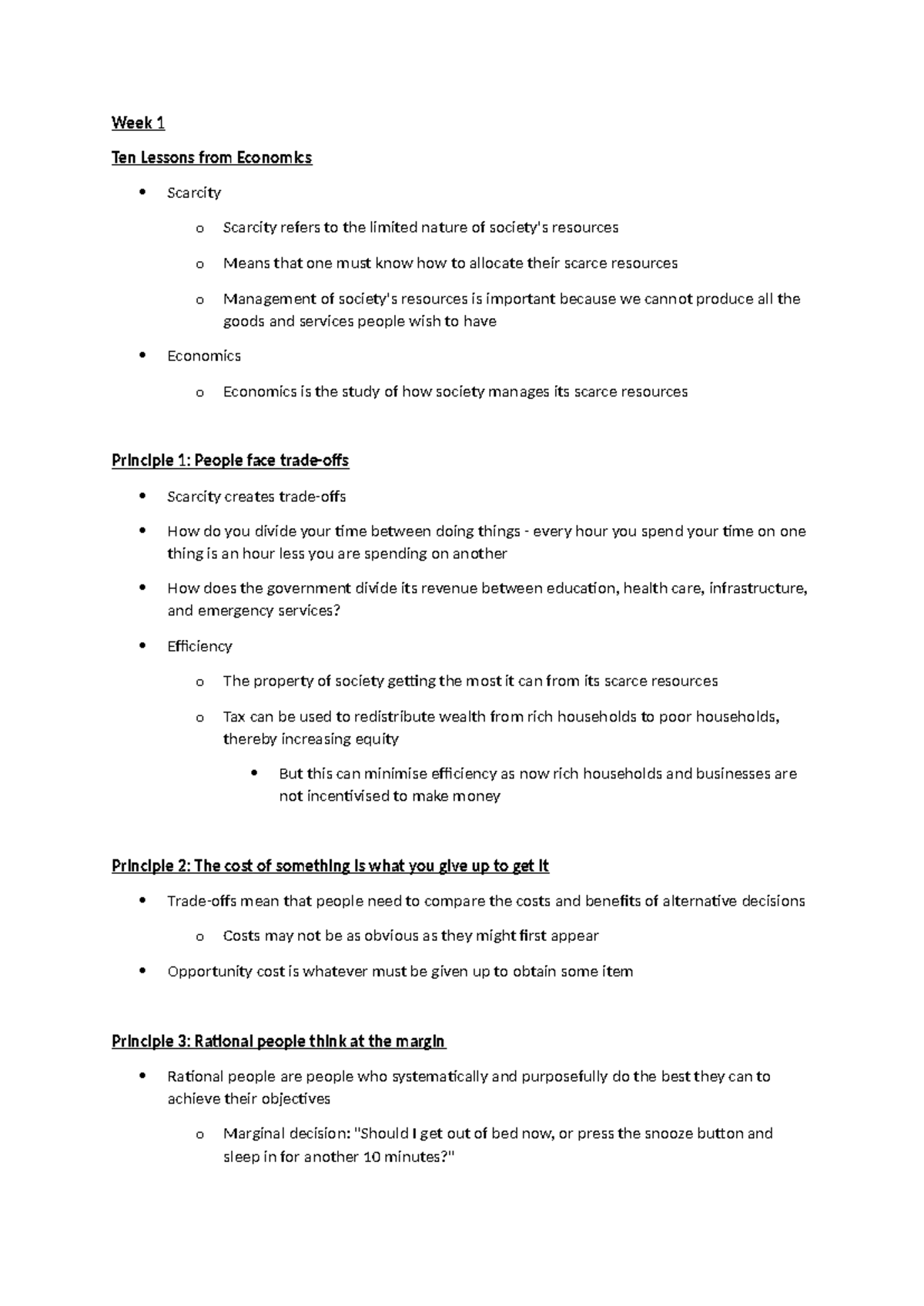 Macro Notes 1-5: Key Economic Principles and Concepts - Studocu