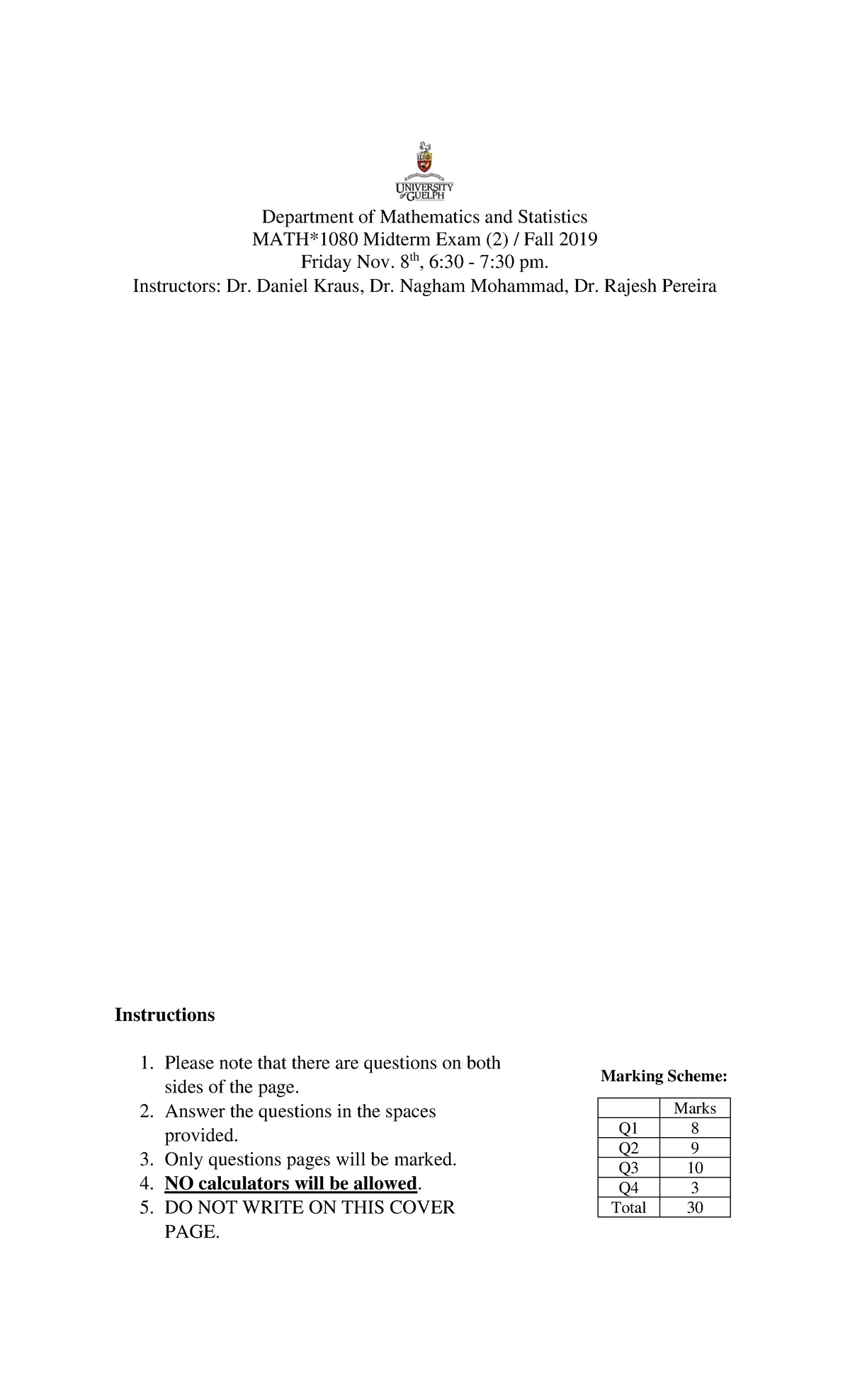 MATH*1080 Midterm Test 1 Solutions - Fall 2024 - Studocu