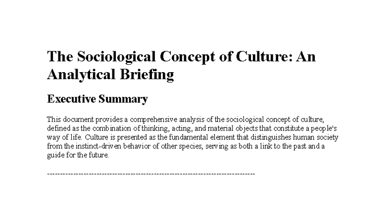 Sociology 101: An Analytical Briefing on the Concept of Culture - Studocu