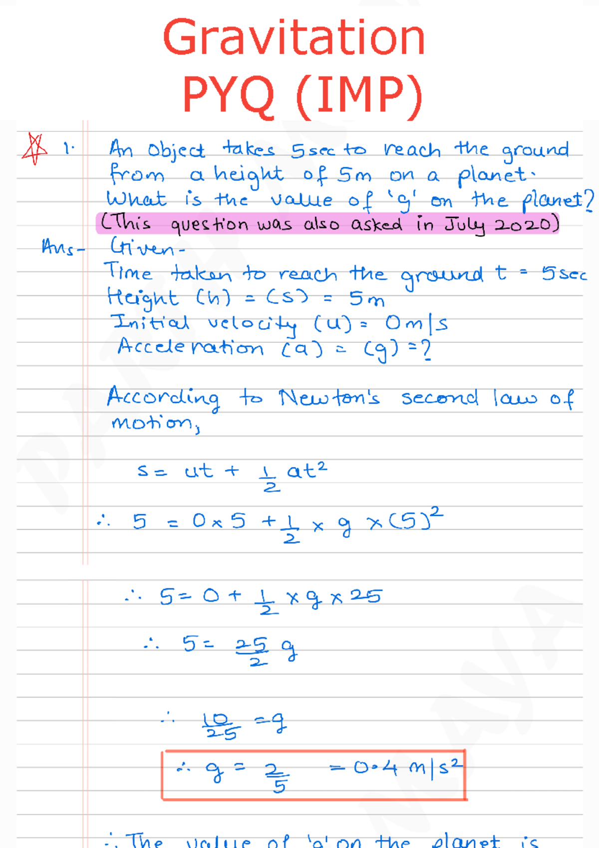 Science 1 PYQ - Important Notes on Gravitation & Chemistry - Studocu
