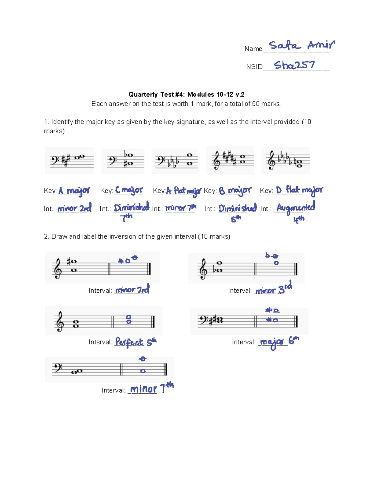 Music 101 assignment 1 - Name__________________ NSID ...