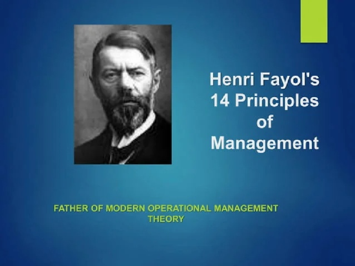 MGT 101 - Lesson 6: Henri's 14 Principles of Management - Studocu