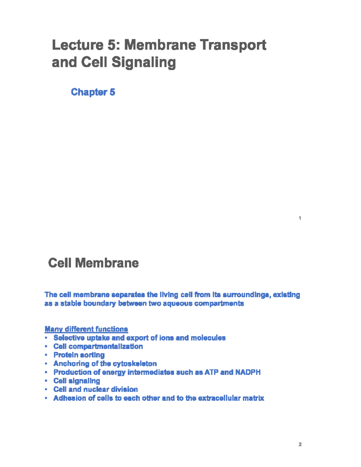 Biology 101: Cell Membrane Structure & Properties Notes - Studocu