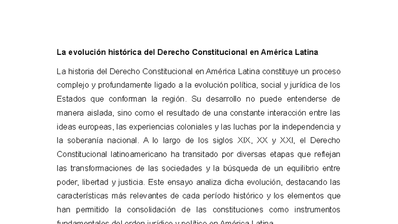 Evolución Histórica del Derecho Constitucional en América Latina - Studocu