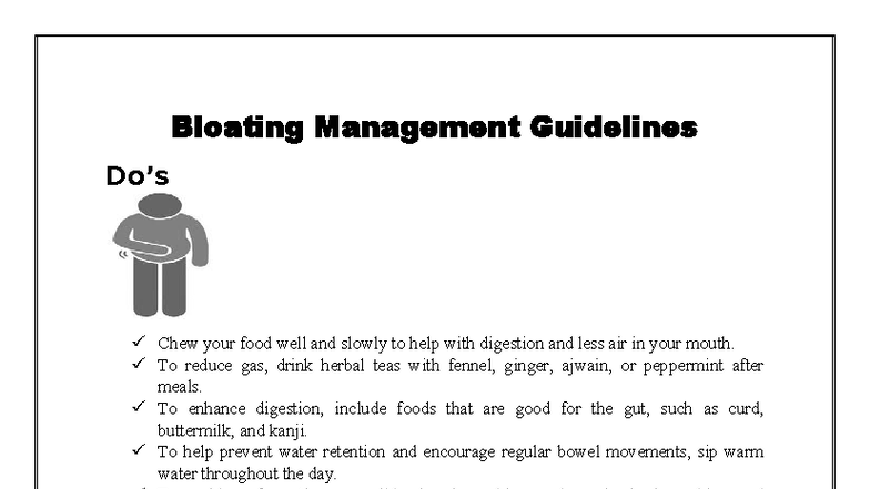 Bloating Management Guidelines: Tips for Relief and Digestion - Studocu